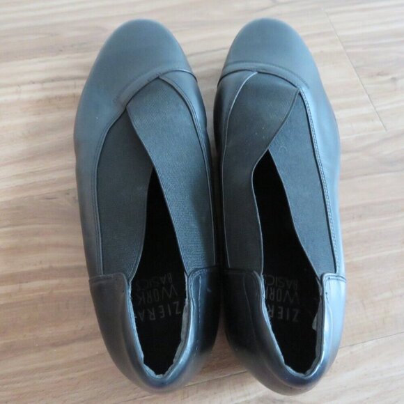 ZIERA WORK BASICS Black Leather Slip on Comfort Shoes Minimalist Office Sz 10.5 - Picture 12 of 15